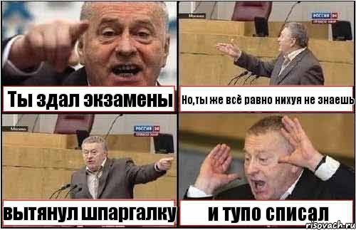 Ты здал экзамены Но,ты же всё равно нихуя не знаешь вытянул шпаргалку и тупо списал, Комикс жиреновский