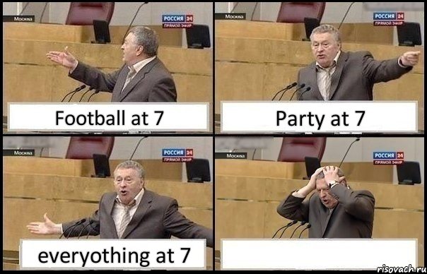Football at 7 Party at 7 everyothing at 7 , Комикс Жирик в шоке хватается за голову