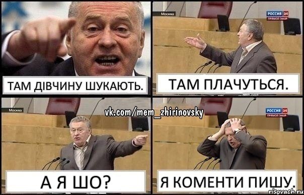 Там дівчину шукають. Там плачуться. А я шо? Я коменти пишу., Комикс Жирик