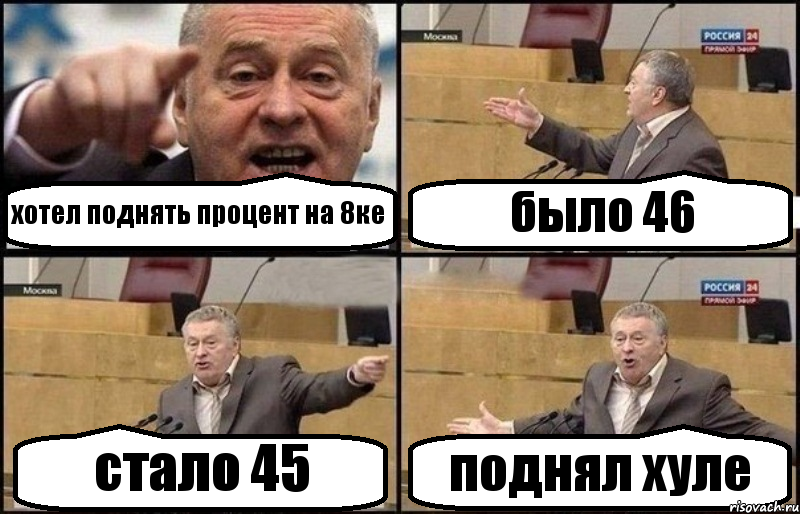 хотел поднять процент на 8ке было 46 стало 45 поднял хуле, Комикс Жириновский