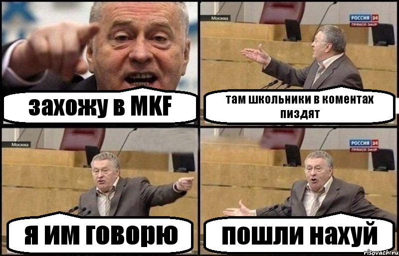 захожу в MKF там школьники в коментах пиздят я им говорю пошли нахуй, Комикс Жириновский