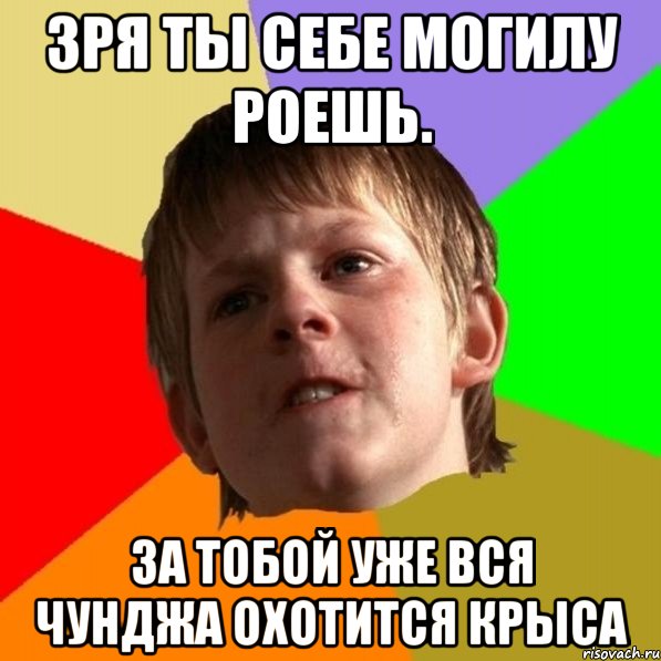 зря ты себе могилу роешь. за тобой уже вся Чунджа охотится крыса