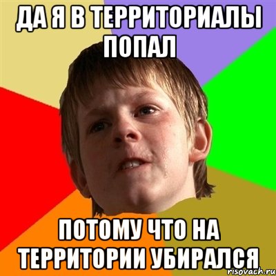 Да я в территориалы попал Потому что на территории убирался