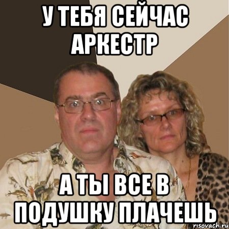 У тебя сейчас аркестр А ты все в подушку плачешь, Мем  Злые родители