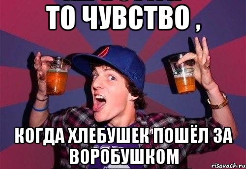 То чувство , когда хлебушек пошёл за воробушком