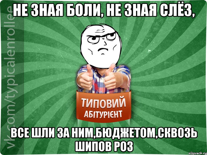 Не зная боли, не зная слёз, все шли за ним,бюджетом,сквозь шипов роз