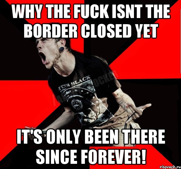 Why the fuck isnt the border closed yet It's only been there since forever!, Мем Агрессивный рокер