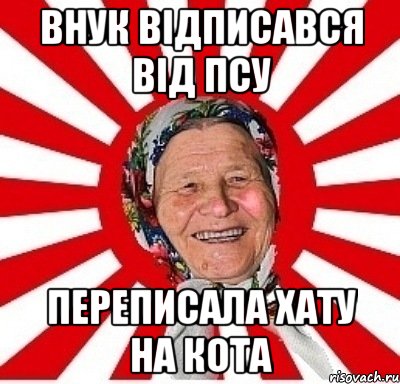 Внук відписався від ПСУ Переписала хату на кота, Мем  бабуля