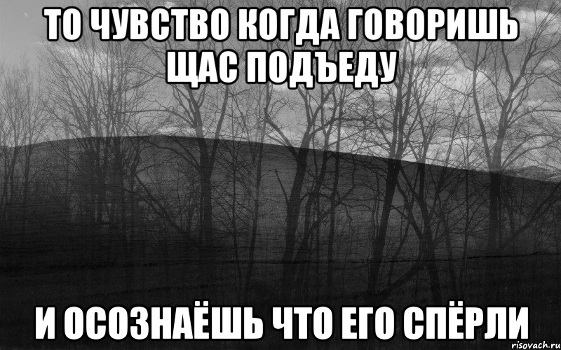 то чувство когда говоришь щас подъеду и осознаёшь что его спёрли, Мем безысходность лес