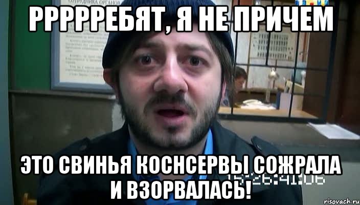 Ррррребят, я не причем Это свинья коснсервы сожрала и взорвалась!, Мем Бородач