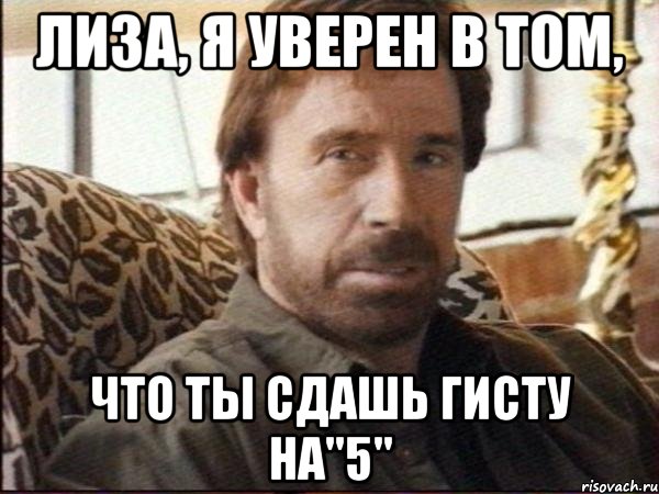 Лиза, я уверен в том, что ты сдашь гисту на"5", Мем чак норрис