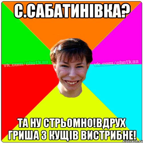 С.Сабатинівка? Та ну стрьомно!Вдрух Гриша з кущів вистрибне!, Мем Чотка тьола NEW