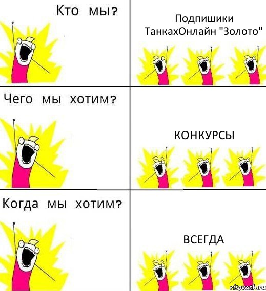 Подпишики ТанкахОнлайн "Золото" Конкурсы Всегда, Комикс Что мы хотим