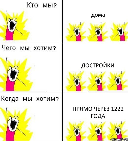 дома достройки прямо через 1222 года, Комикс Что мы хотим