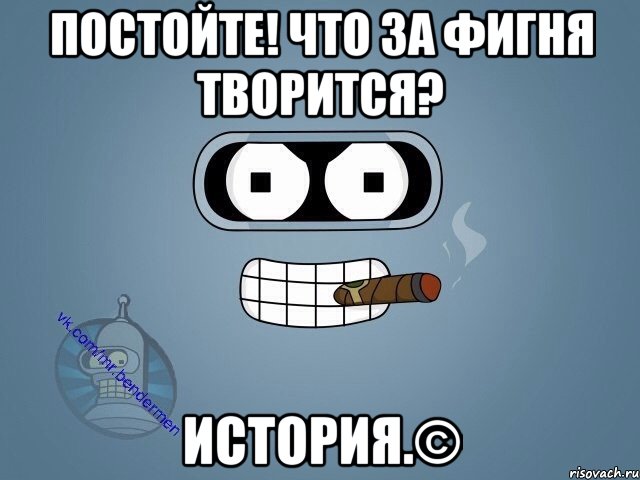 Постойте! Что за фигня творится? История.©, Мем  Цитаты Бендера