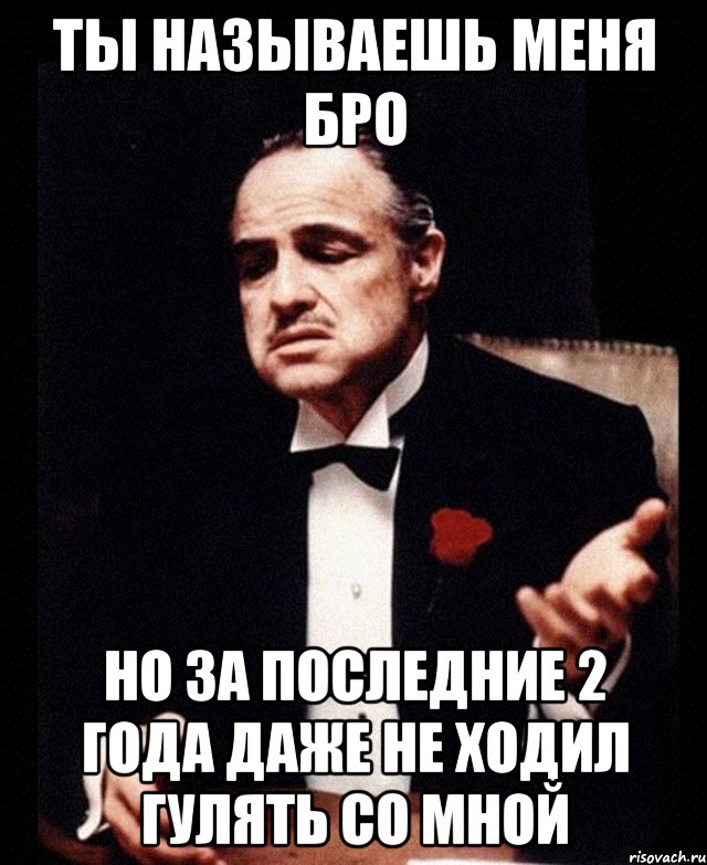 Ты называешь меня бро но за последние 2 года даже не ходил гулять со мной