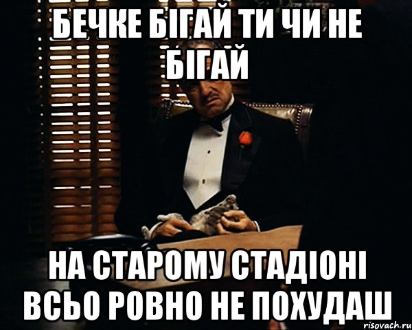 Бечке бігай ти чи не бігай на Старому стадіоні всьо ровно не похудаш, Мем Дон Вито Корлеоне