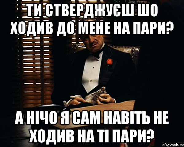 ти стверджуєш шо ходив до мене на пари? а нічо я сам навіть не ходив на ті пари?, Мем Дон Вито Корлеоне