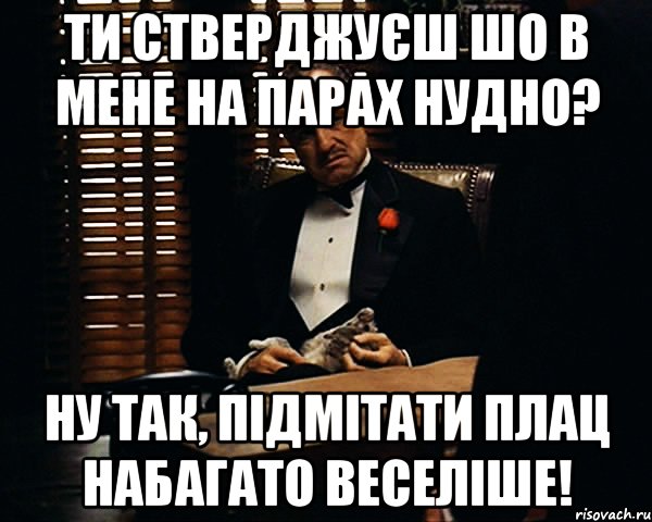 ти стверджуєш шо в мене на парах нудно? ну так, підмітати плац набагато веселіше!, Мем Дон Вито Корлеоне