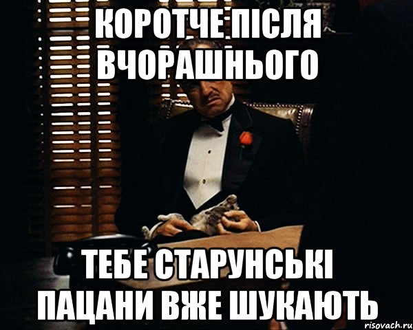 коротче після вчорашнього тебе старунські пацани вже шукають, Мем Дон Вито Корлеоне