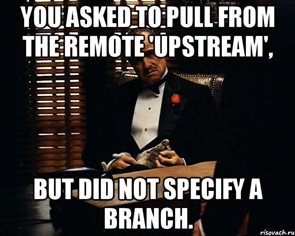 You asked to pull from the remote 'upstream', but did not specify a branch., Мем Дон Вито Корлеоне