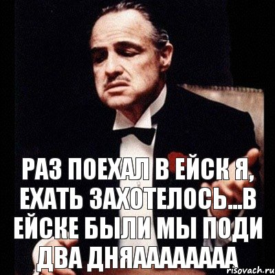 раз поехал в ейск я, ехать захотелось...в ейске были мы поди два дняаааааааа, Комикс Дон Вито Корлеоне 1