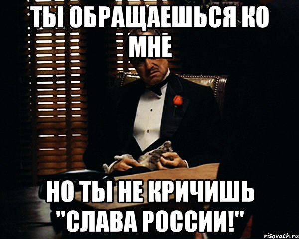 Ты обращаешься ко мне Но ты не кричишь "слава России!", Мем Дон Вито Корлеоне