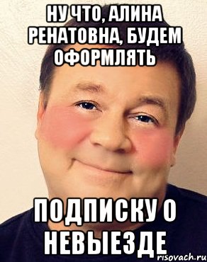 ну что, Алина Ренатовна, будем оформлять подписку о невыезде, Мем дукалис