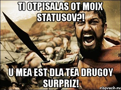 ti otpisalas ot moix statusov?! u mea est dla tea drugoy surpriz!, Мем Это Спарта