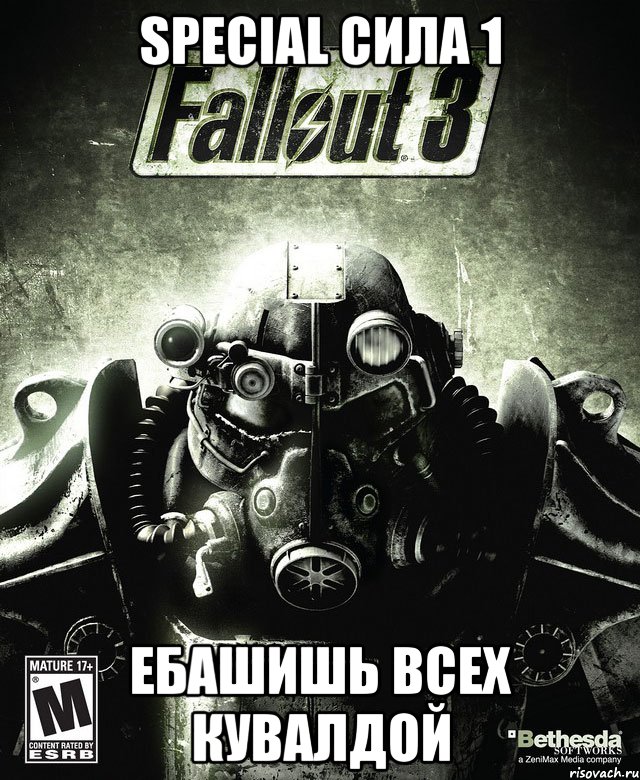 SPECIAL Сила 1 Ебашишь всех кувалдой, Мем Обложка Fallout 3