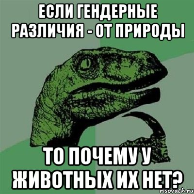 если гендерные различия - от природы то почему у животных их нет?, Мем Филосораптор