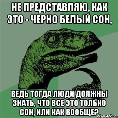 Не представляю, как это - черно белый сон, ведь тогда люди должны знать, что все это только сон, или как вообще?, Мем Филосораптор