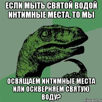 Если мыть святой водой интимные места, то мы освящаем интимные места или оскверняем святую воду?, Мем Филосораптор