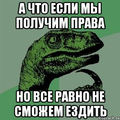 а что если мы получим права но все равно не сможем ездить, Мем Филосораптор