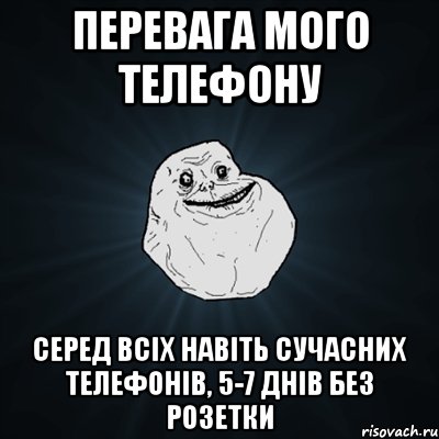 перевага мого телефону серед всіх навіть сучасних телефонів, 5-7 днів без розетки, Мем Forever Alone