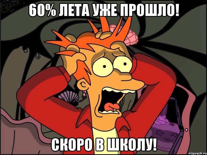 60% лета уже прошло! Скоро в школу!, Мем Фрай в панике