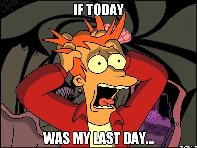 IF TODAY WAS MY LAST DAY..., Мем Фрай в панике