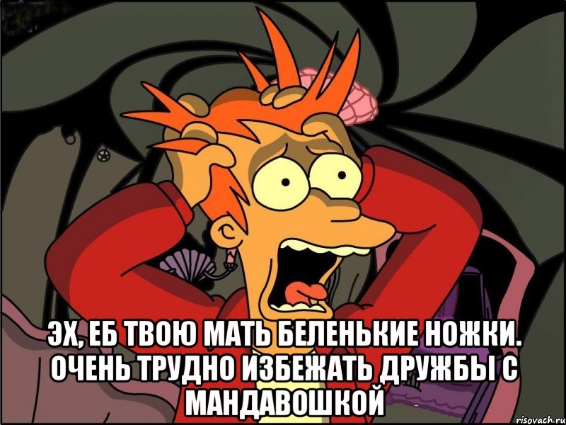  Эх, еб твою мать Беленькие ножки. Очень трудно избежать Дружбы с мандавошкой, Мем Фрай в панике