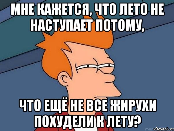 мне кажется, что лето не наступает потому, что ещё не все жирухи похудели к лету?, Мем  Фрай (мне кажется или)