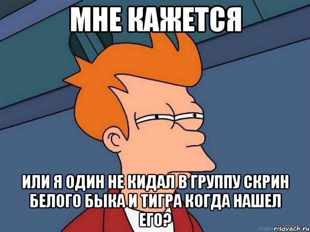 Мне кажется или я один не кидал в группу скрин белого быка и тигра когда нашел его?, Мем  Фрай (мне кажется или)