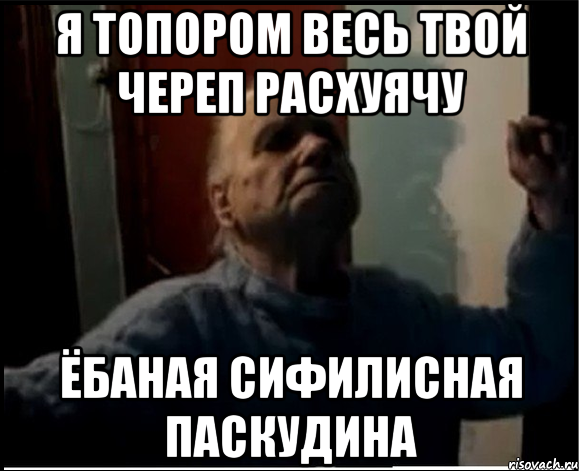 Я топором весь твой череп расхуячу Ёбаная сифилисная паскудина, Мем gffgd