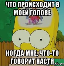 Что происходит в моей голове Когда мне, что-то говорит Настя, Мем  Гомер Симпсон