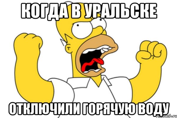 Когда в Уральске отключили горячую воду, Мем Разъяренный Гомер