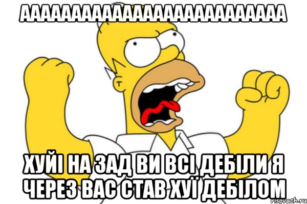 аааааааааааааааааааааааааа хуйі на зад ви всі дебіли я через вас став хуї дебілом, Мем Разъяренный Гомер