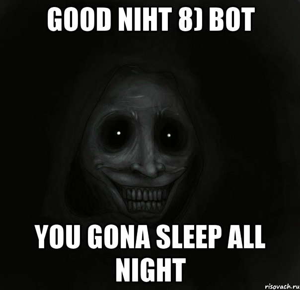 good niht 8) bot you gona sleep all night, Мем Ночной гость