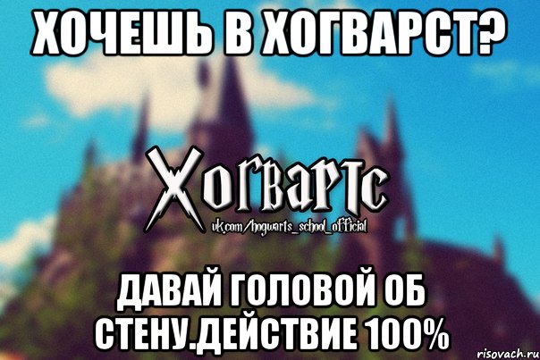 Хочешь в Хогварст? Давай головой об стену.Действие 100%, Мем Хогвартс