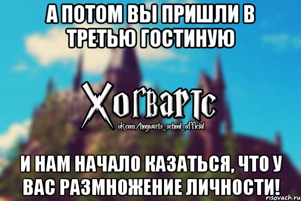 а потом вы пришли в третью гостиную и нам начало казаться, что у вас размножение личности!, Мем Хогвартс