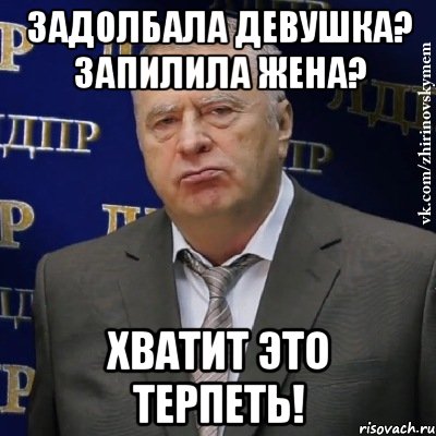 Задолбала девушка? Запилила жена? Хватит это терпеть!, Мем Хватит это терпеть (Жириновский)