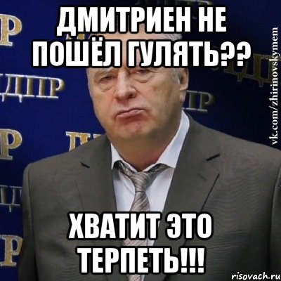 ДМИТРИЕН НЕ ПОШЁЛ ГУЛЯТЬ?? ХВАТИТ ЭТО ТЕРПЕТЬ!!!, Мем Хватит это терпеть (Жириновский)