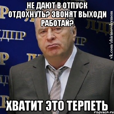 Не дают в отпуск отдохнуть? Звонят выходи работай? ХВАТИТ ЭТО ТЕРПЕТЬ, Мем Хватит это терпеть (Жириновский)